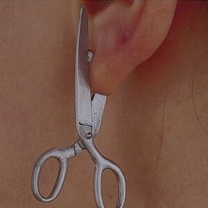 NWT Unique Gold  "Running with Scissors" earrings